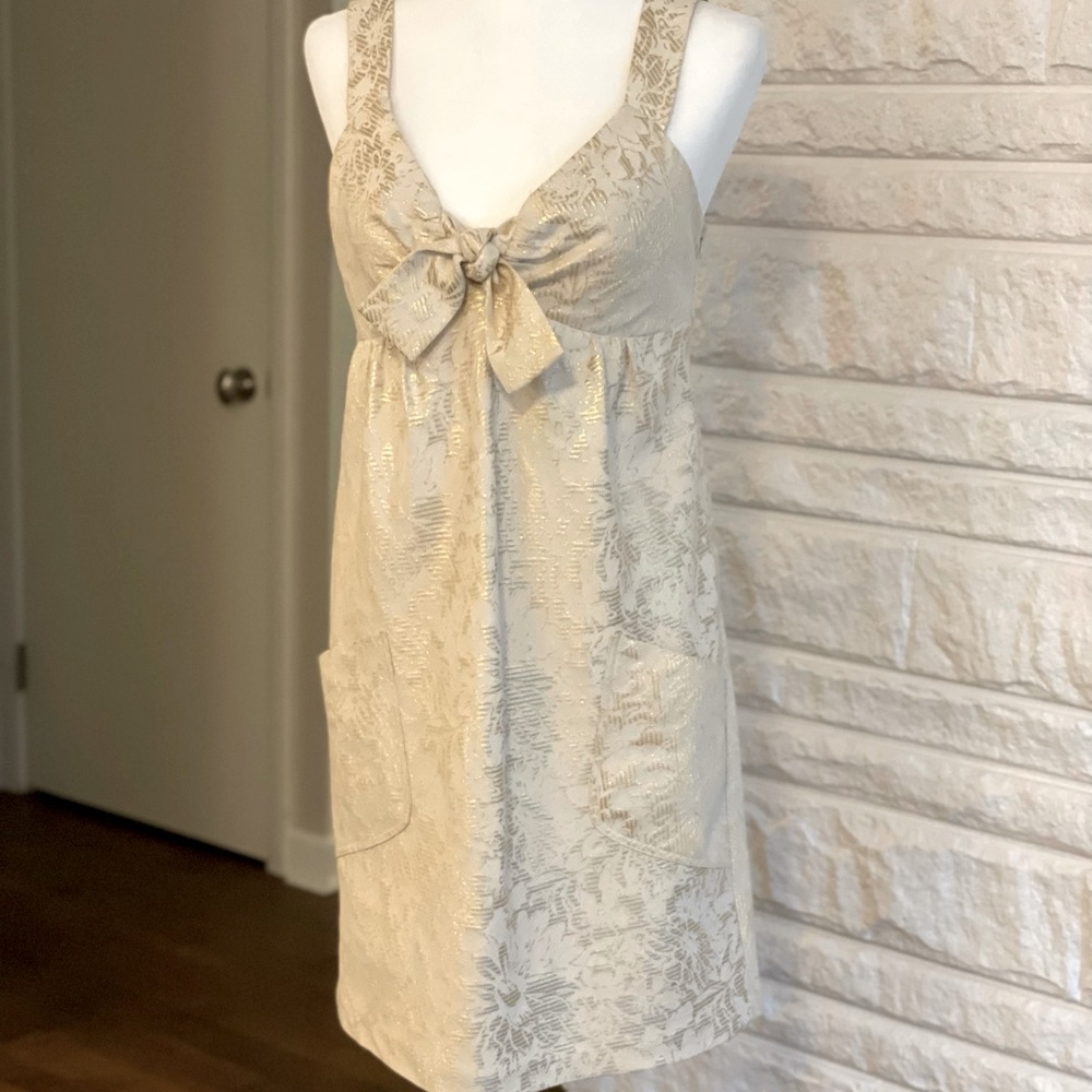 BCBG Stunning Gold Brocade BCBG Dress